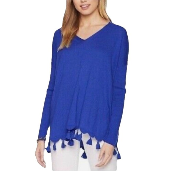 Lilly Pulitzer Martine Royal‎ Blue Tassel Sweater Coastal Cruise Resort Small - Picture 1 of 5